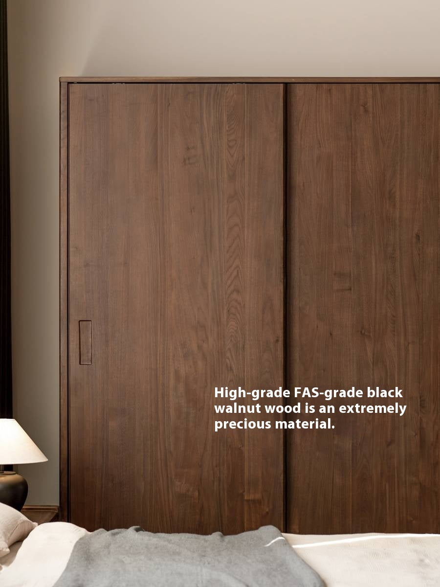 Black Walnut Solid Wood Sliding Door Wardrobe.