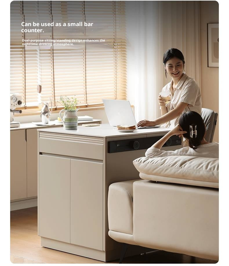 Tulipwood Solid Wood Light Luxury Rock Plate Island Dining Table, Dining Buffet