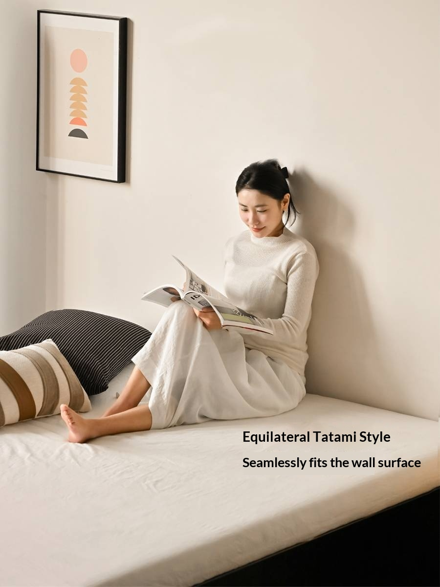 Rubberwood Solid Wood Platform Bed, Headboard-Free Box Bed, Modern Minimalist