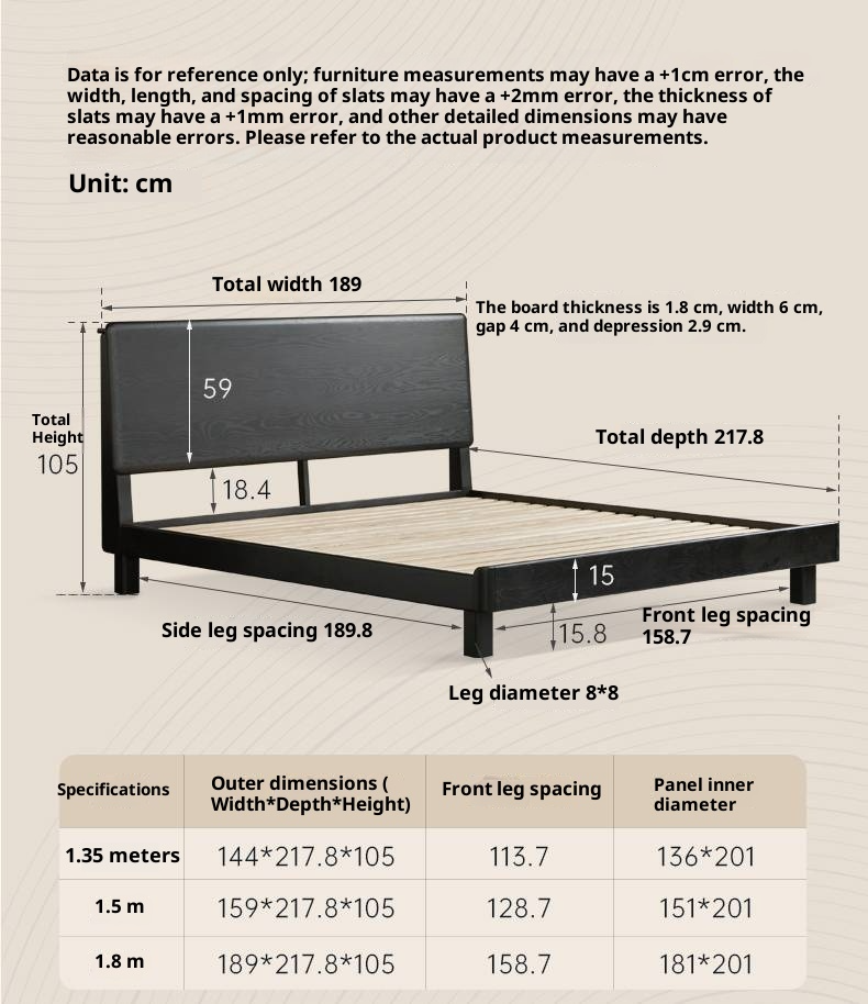 Ash Solid Wood Luminous Bed Modern Minimalist