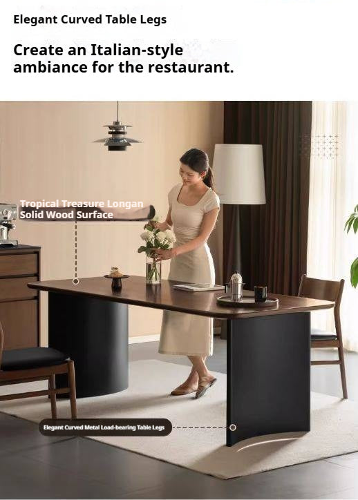 Solid Longan Hardwood Dining Table Italian Light Luxury