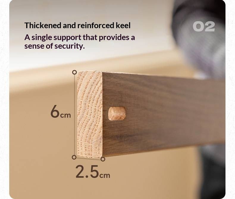 Rubberwood Solid Wood Bed — Modern Minimalist Black Design with Soft Headboard