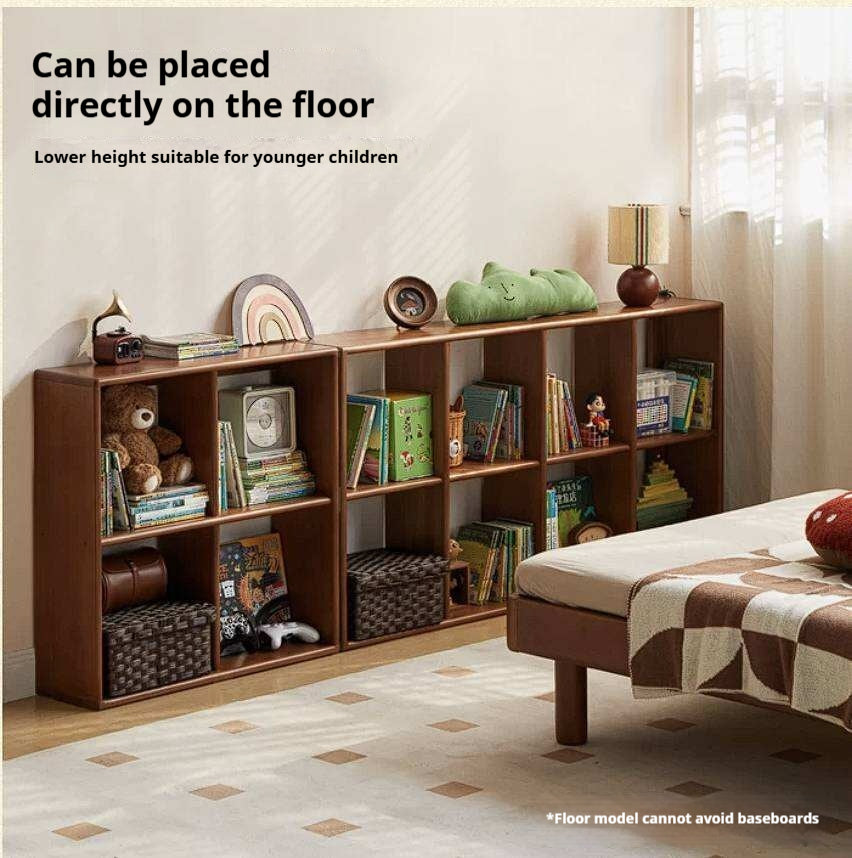 Poplar Solid Wood Children's Retro Lattice Bookshelf
