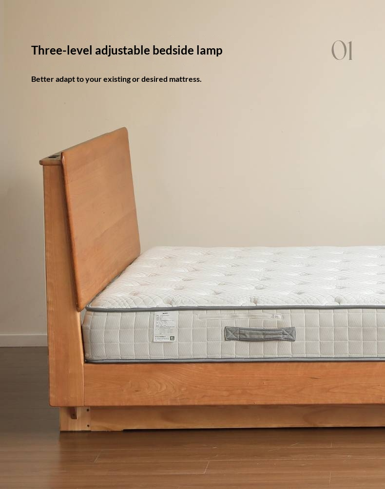 Cherry Solid Wood Modern Minimalist Storage Box Bed with Suspension Design