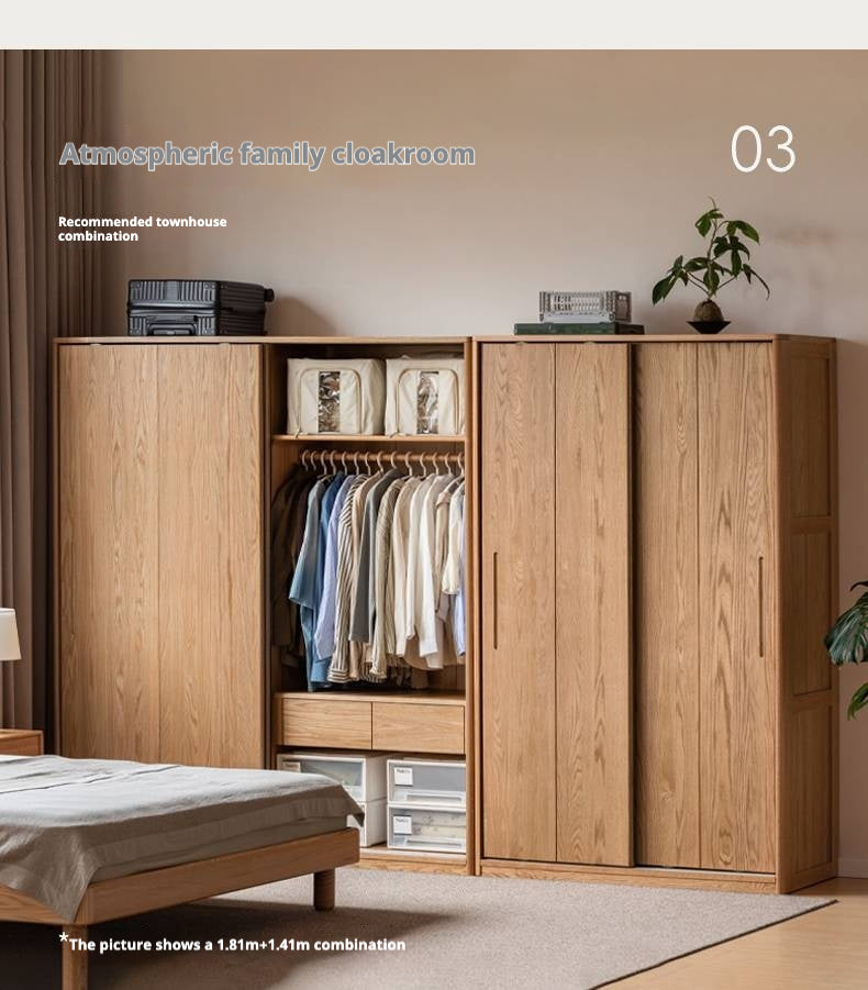 Oak, Ash Solid Wood Wardrobe Sliding Door.