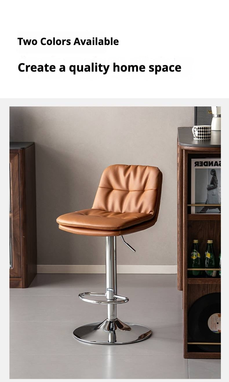 Leather High Backrest Rotating Bar Chair