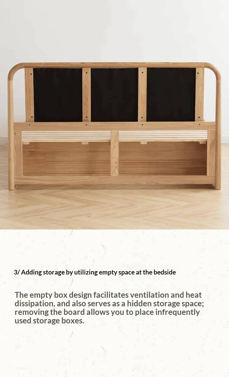 Ash Solid Wood Floor Bed — Modern Minimalist, High Box Design with Genuine Leather