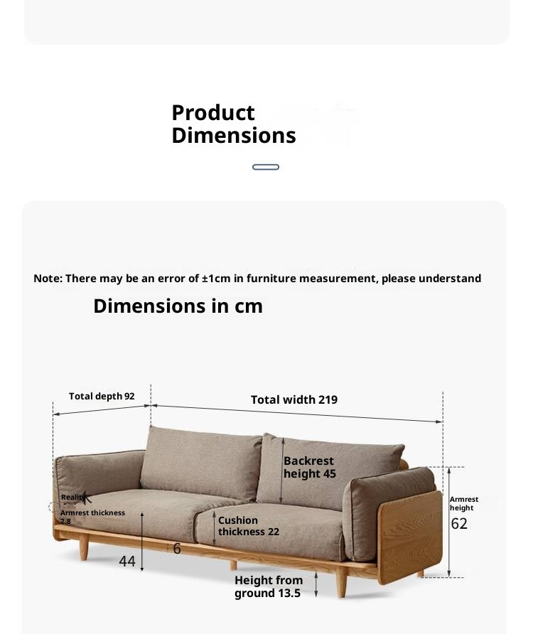 Oak, Ash Solid Wood genuine leather, fabric Sofa