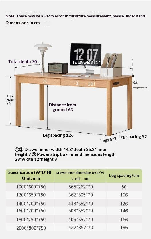 Oak, Ash Solid Wood USB Office Desk
