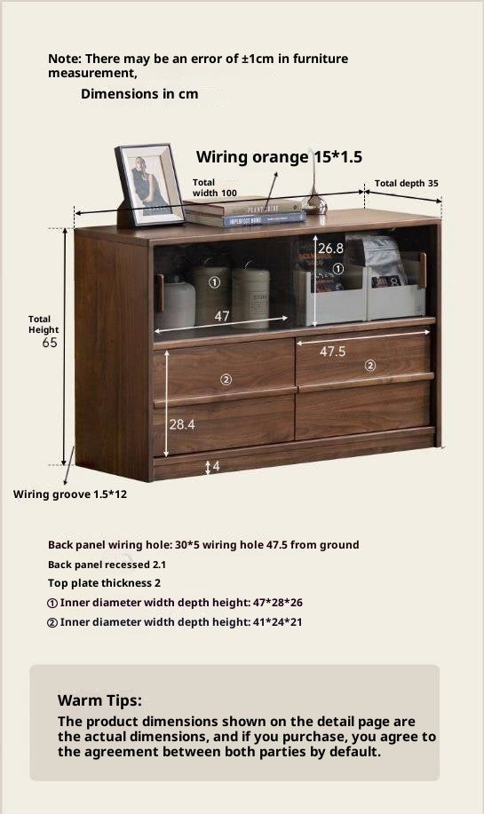 Black Walnut Solid Wood Italian Light Luxury TV Cabinet