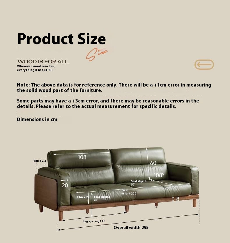 Sandalwood, Ash Solid Wood Genuine Leather, fabric High-Back Sofa