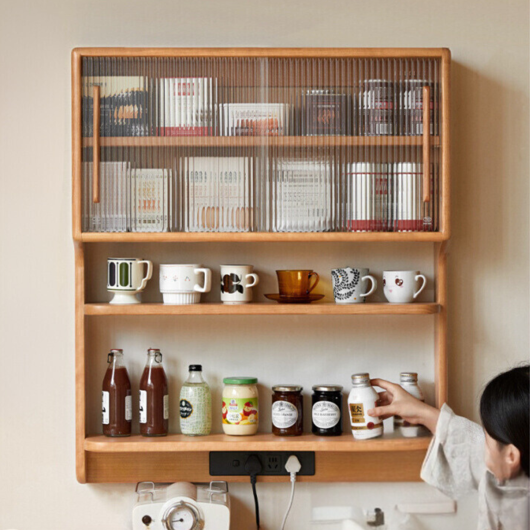 Cherry Solid Wood Wall Storage Cabinet
