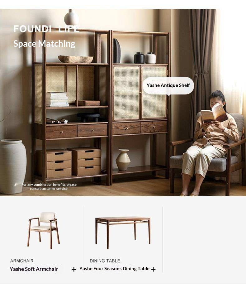 Black Walnut Solid Wood Bookshelf Display Cabinet Simple Bookcase