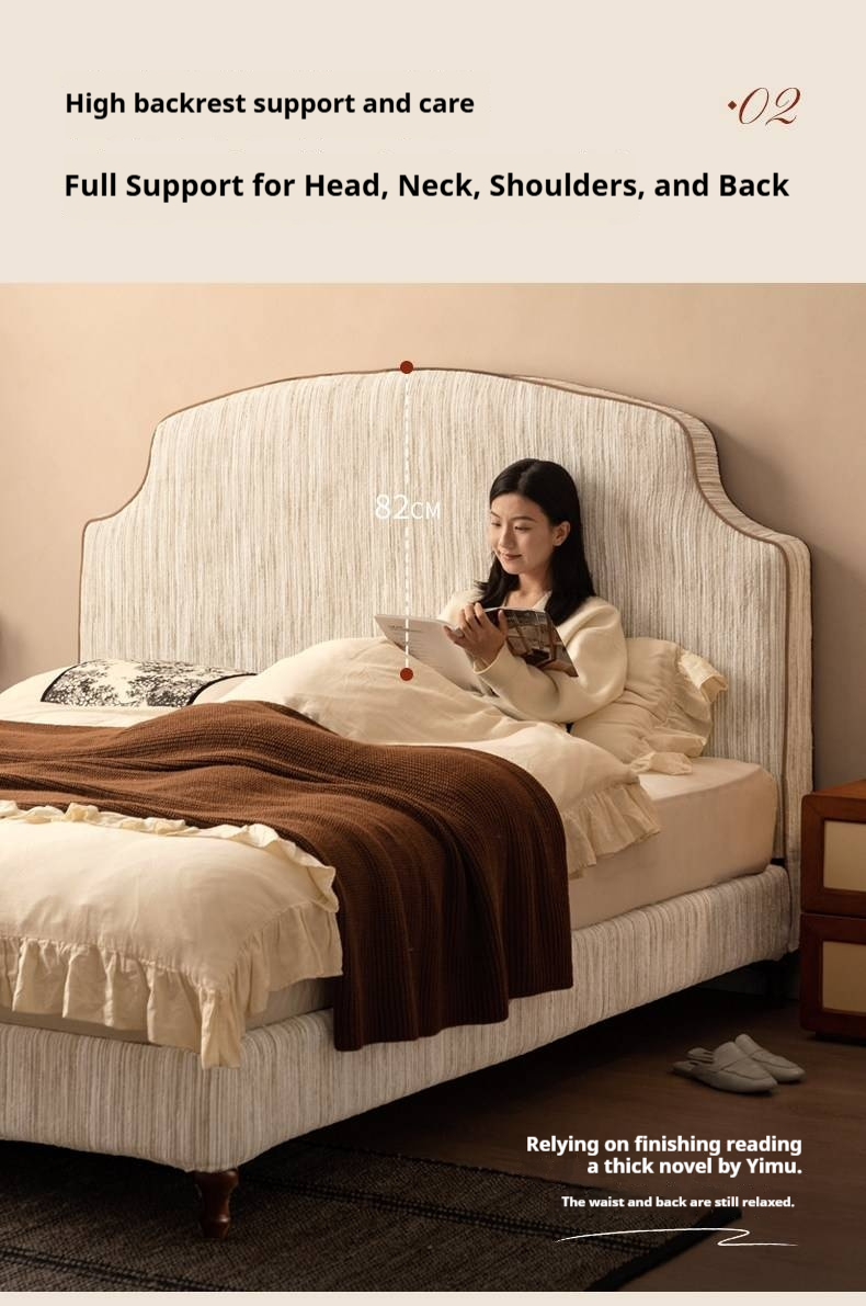 Fabric Soft Headboard Bed French Retro Style