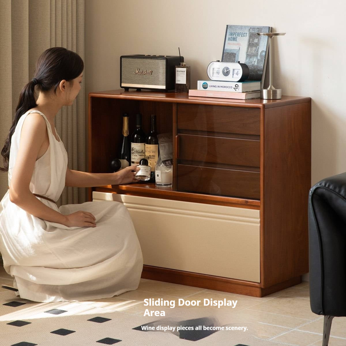 Tulipwood Solid Wood Antique Style Storage Cabinet.