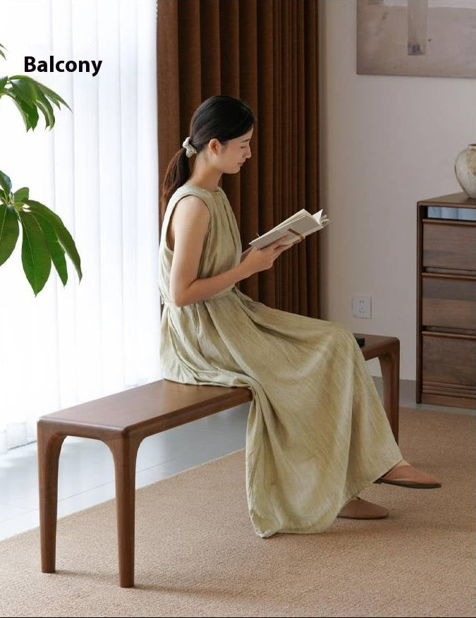 Black Walnut Solid Wood Light Luxury Style Bench
