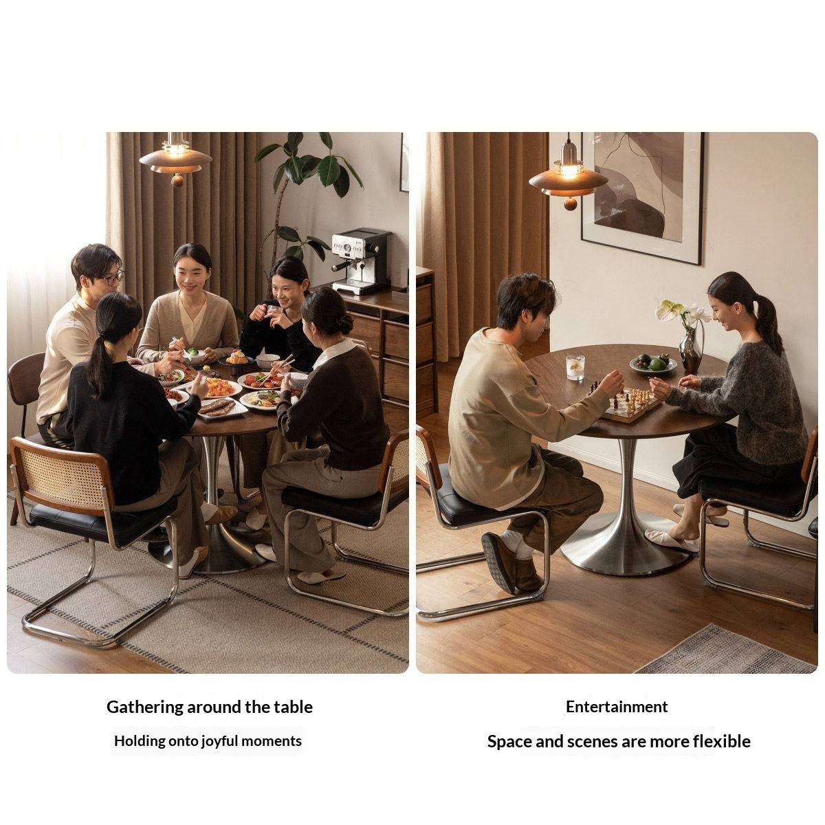 Black Walnut Solid Wood Dining Table Bauhaus Style