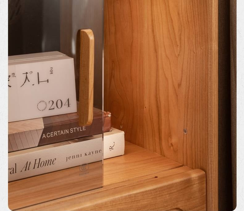 Cherry Solid Wood Retro Storage Side Cabinet.