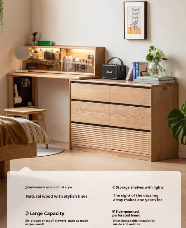 Ash Solid Wood Modern Multi-function Vanity Table.