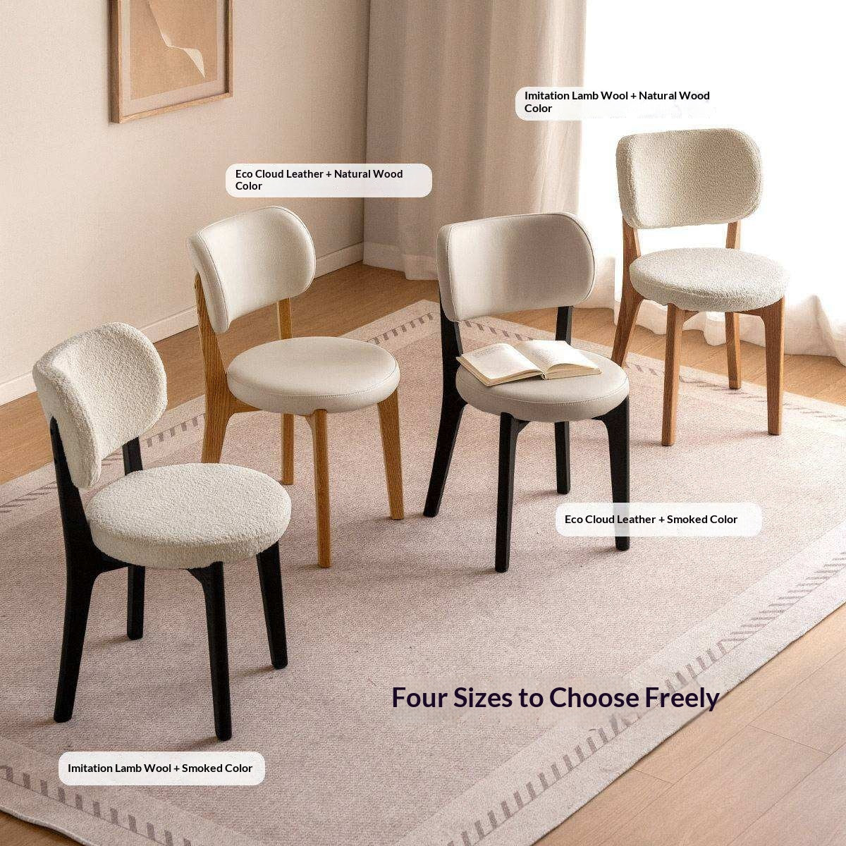 Oak Solid Wood Modern Velvet Soft Makeup Stool