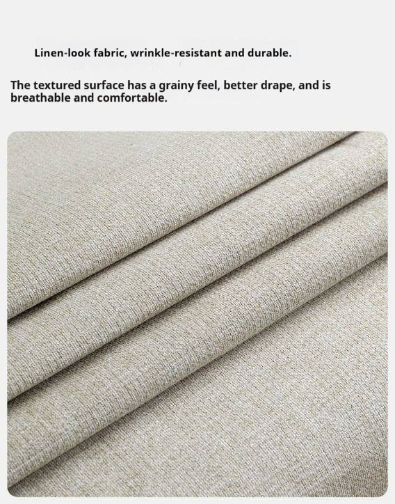 Oak solid Wood Floor-Standing Fabric Sofa with Wood Armrests
