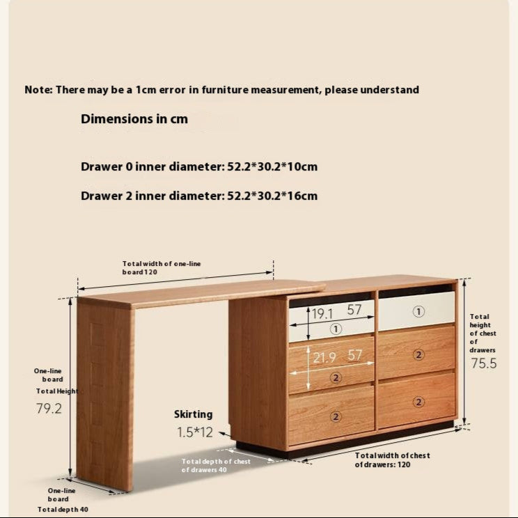 Cherry, Tulipwood Solid Wood Modern Style Vanity Table.