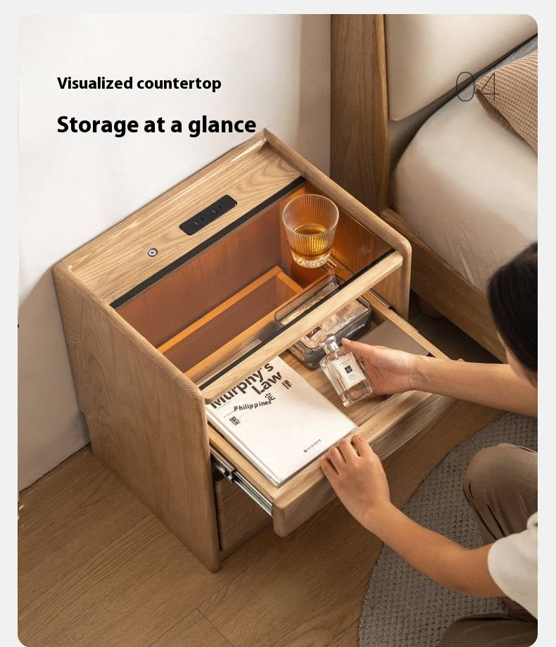 Ash Solid Wood Modern Nightstand