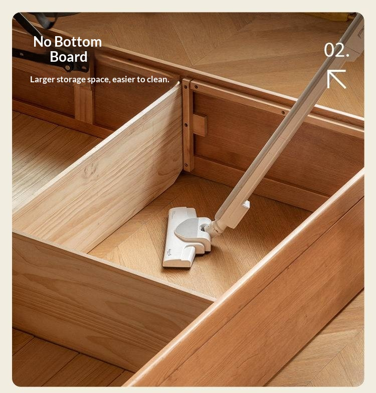 Cherry Solid Wood Box Bed — Vintage Style with Soft Backrest