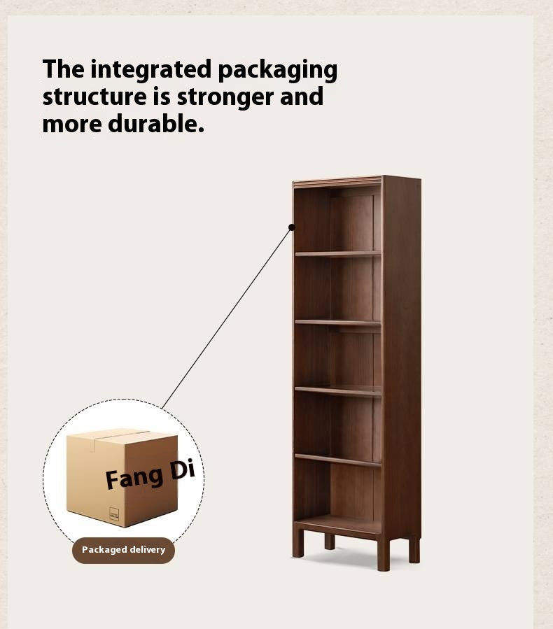 Black Walnut, Oak Solid Wood Nordic Bookcase with Glass Door