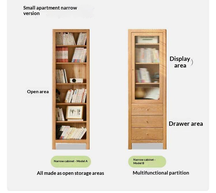 Oak, Solid Rubberwood Modern Minimalist Combination Bookcase