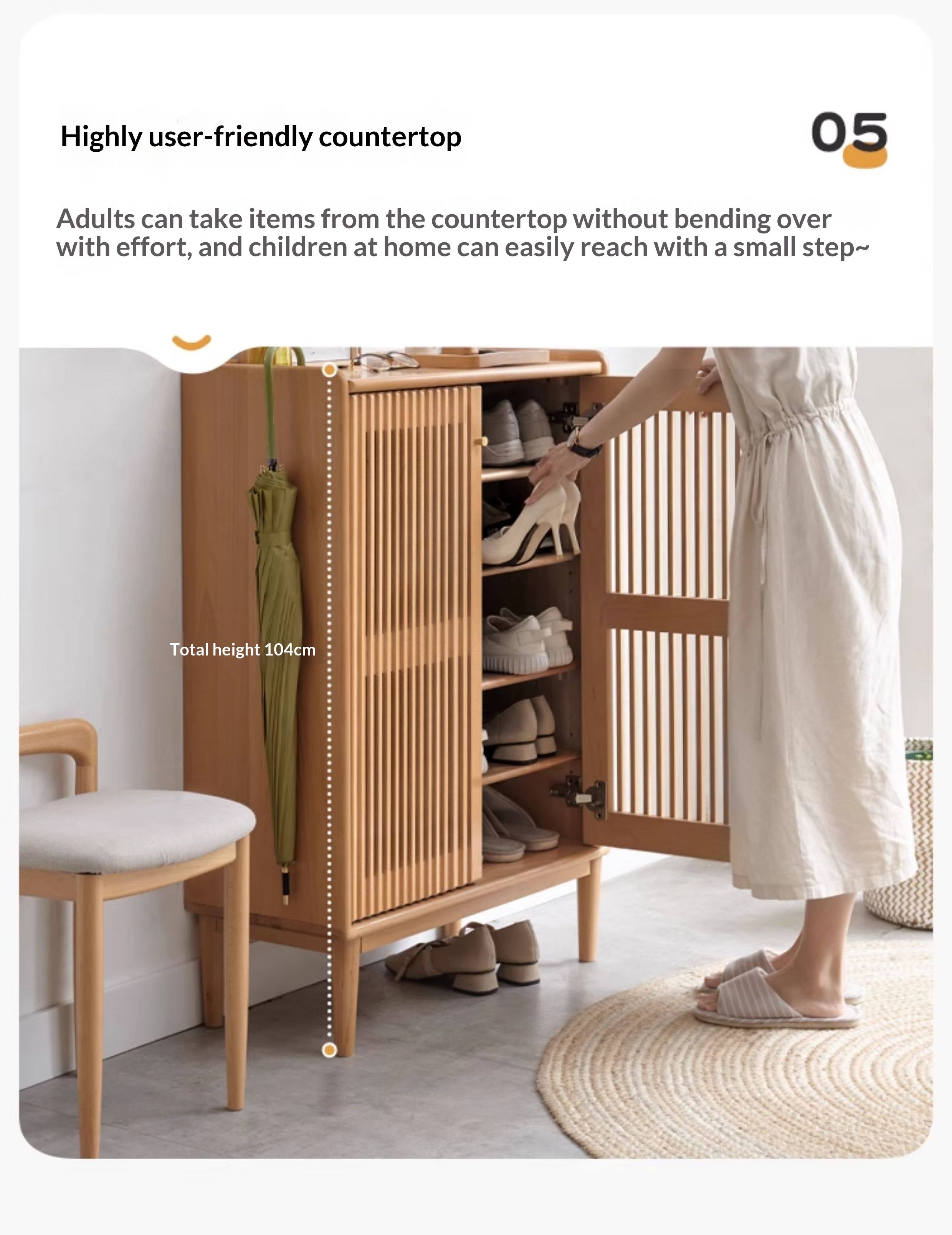 Beech Solid Wood Modern Shoe Cabinet