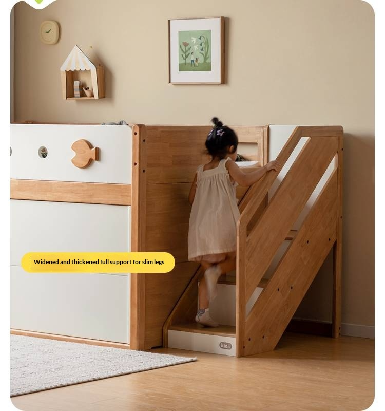 Rubberwood Children's Solid Wood Multifunctional Storage Loft Bed