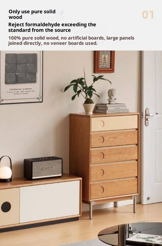 Cherry, Tulipwood Solid Wood Modern Minimalist Chest of Drawers