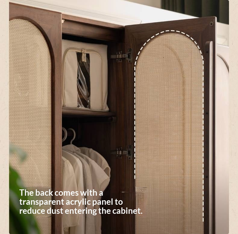 Black Walnut Solid Wood Wardrobe In Vintage Style