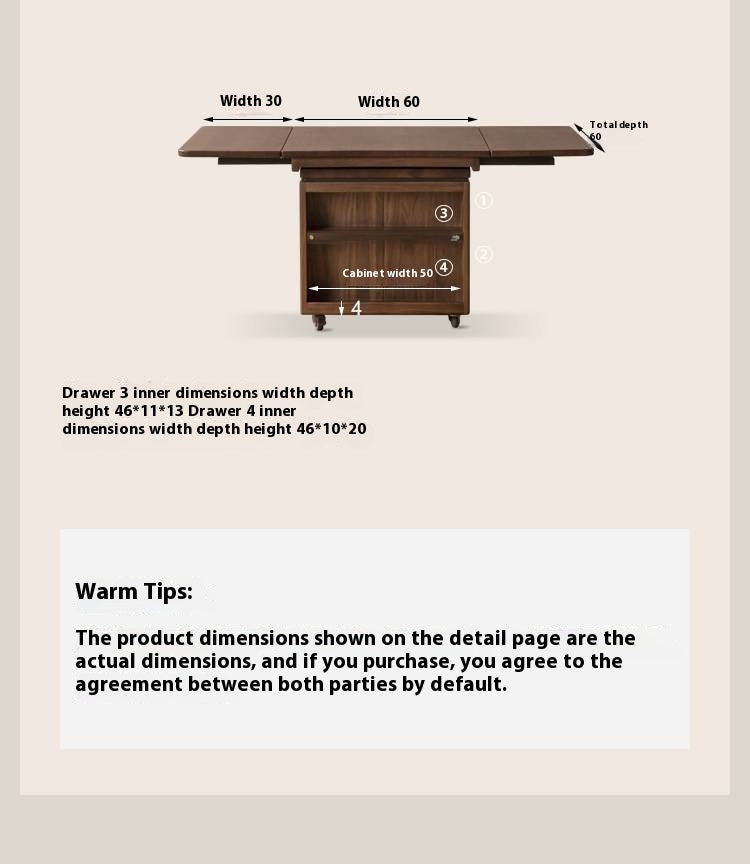 Black Walnut Solid Wood Mobile Folding Coffee Table