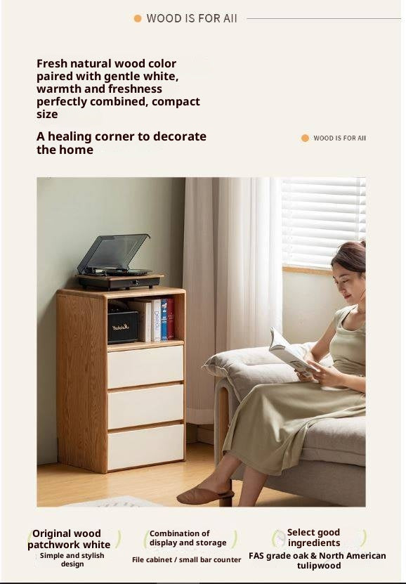 Oak Solid Wood Floor Side Cabinet