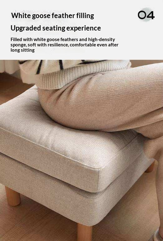 Beech Solid Wood Fabric Footstool