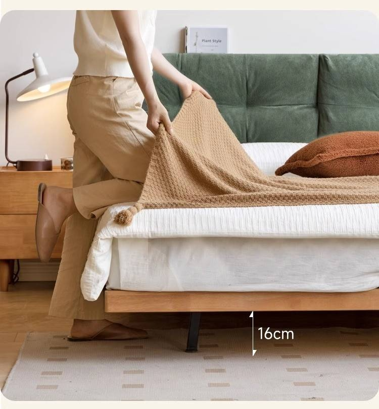 Rubberwood Solid Wood Floating Soft Upholstery Bed