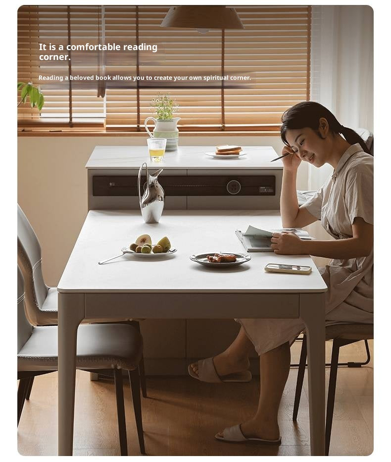 Tulipwood Solid Wood Light Luxury Rock Plate Island Dining Table, Dining Buffet