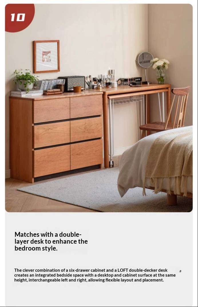 Cherry Solid Wood Six-Drawer Chest, Storage Chest