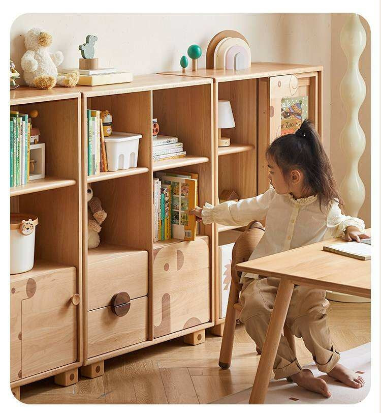 Oak Solid Wood Multi-Layer Children's Bookcase