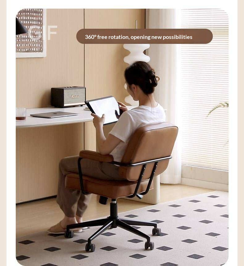 Leather Swivel Office Chair with Armrests