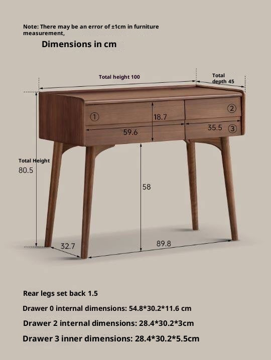 Black Walnut Solid Wood Italian Light Luxury Dressing Table