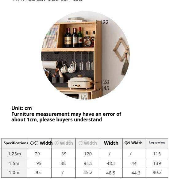 Ash Solid Wood Sideboard Multi-Functional Buffet Cabinet