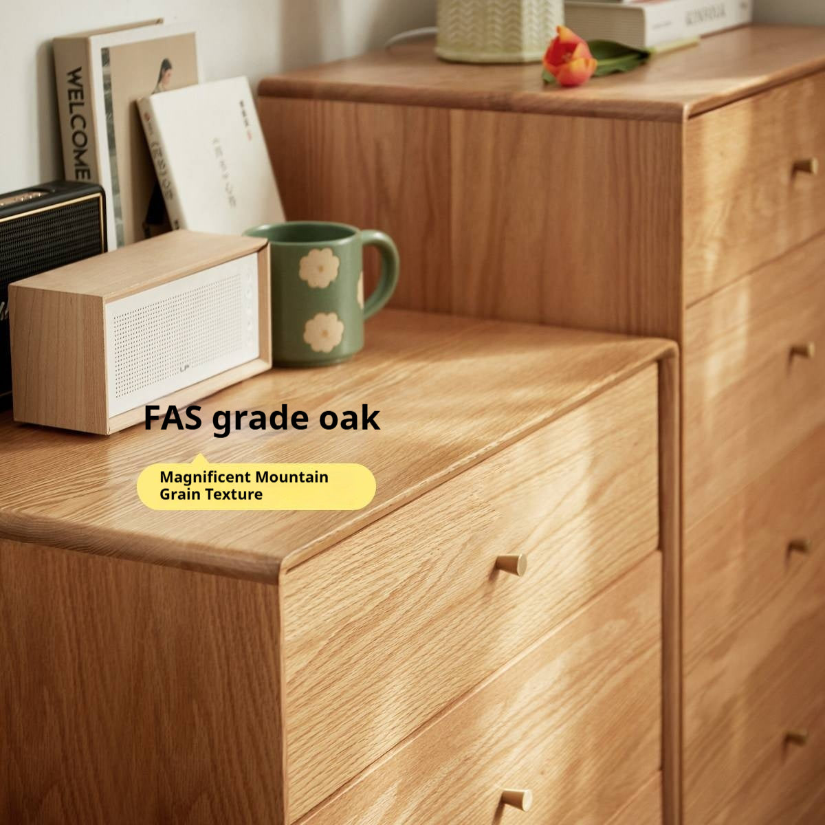 Oak Chest of Drawers Storage Cabinet.