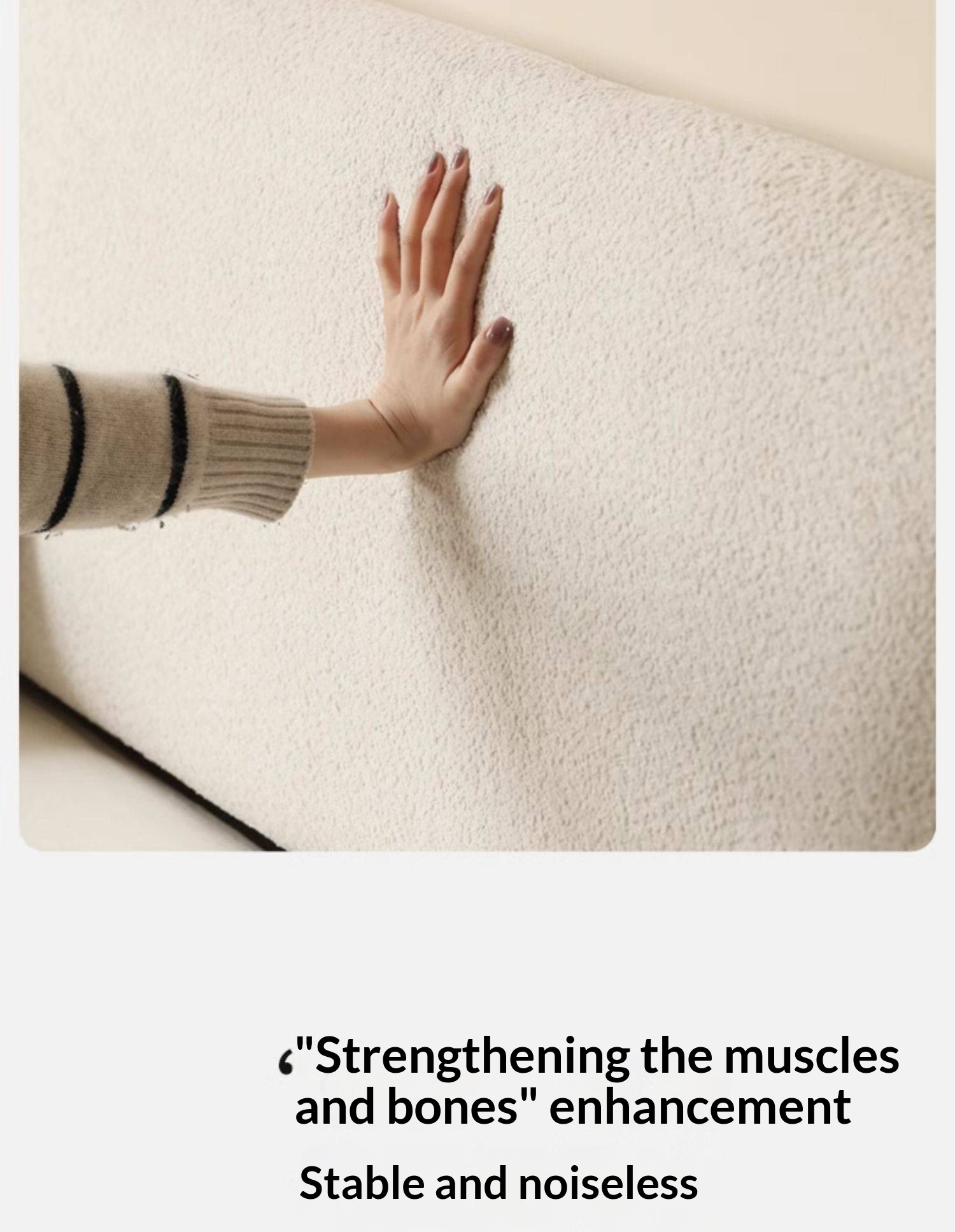 Poplar Solid Wood Bed — Upholstered with Fabric, Creamy Lambswool Soft Backrest