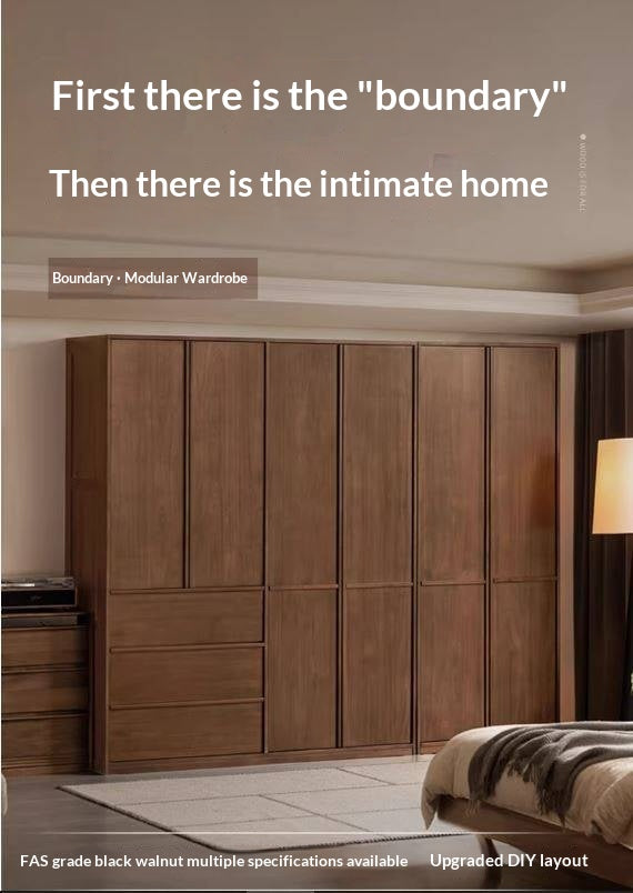 Black Walnut Solid Wood Italian Light Luxury Wardrobe.