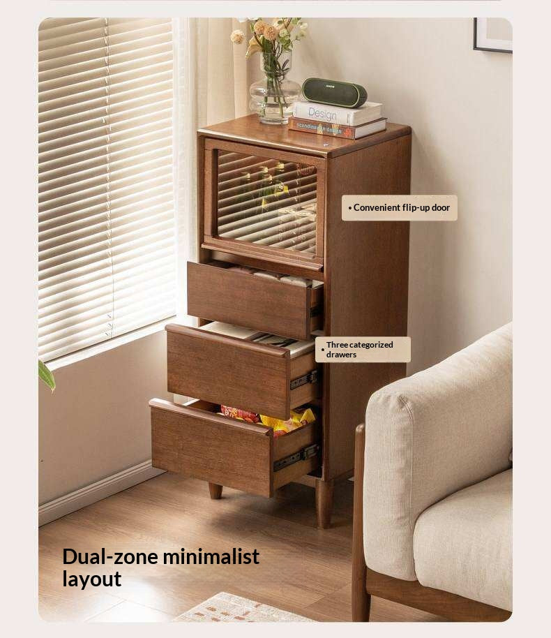 Golden Pear solid wood Side Cabinet with Enclosed Storage and Display Shelves