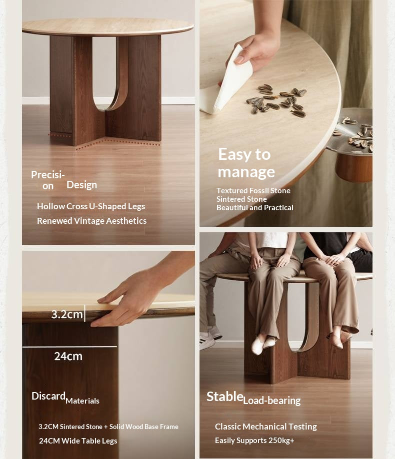 Ash Solid Wood Vintage Style Dining Table