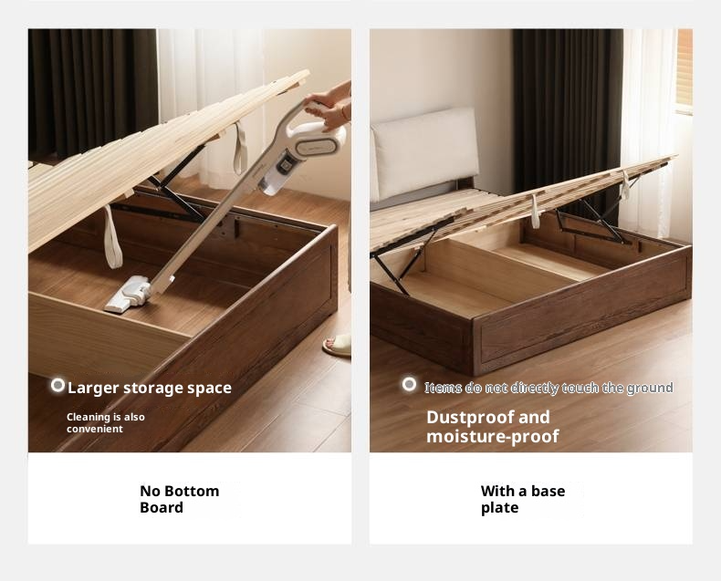 Oak Solid Wood Modern Simple Fabric Soft-Padded Box Bed